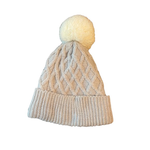 Old Navy Knit with Fur Toboggan Girls Medium Gray White - Picture 1 of 5